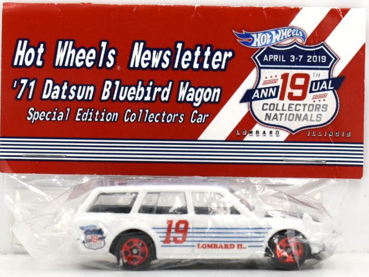 Hot Wheels 2019 Collectors Nationals Newsletter Exclusive '71 Datsun Bluebird Wagon White