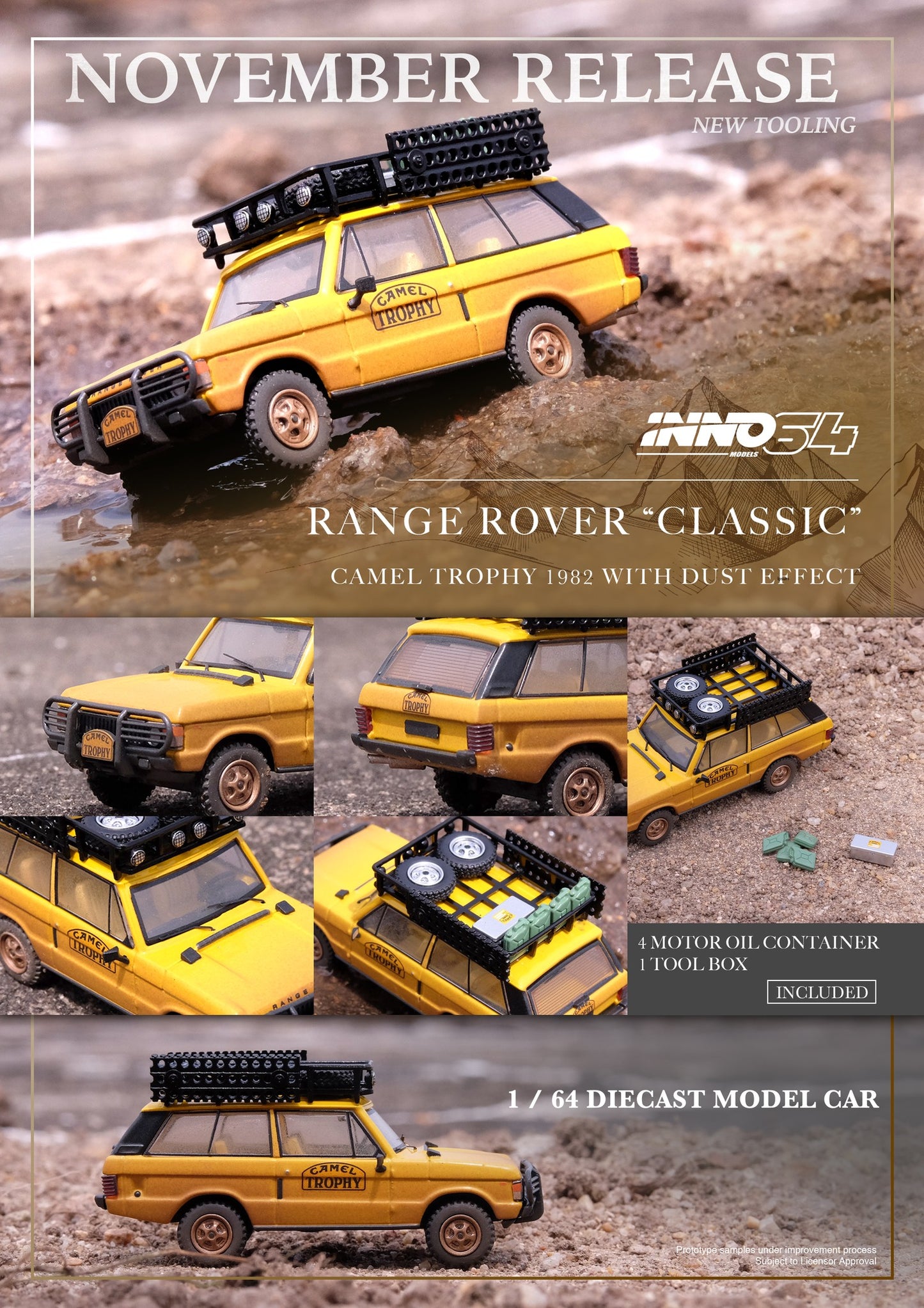 Inno64 1:64 Range Rover Classic - Camel Trophy 1982 With Dust Effect