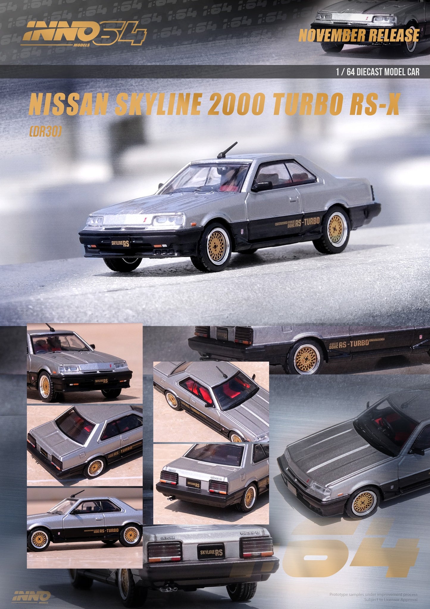 Inno64 1:64 Nissan Skyline 2000 Turbo RS-X (DR30) Silver