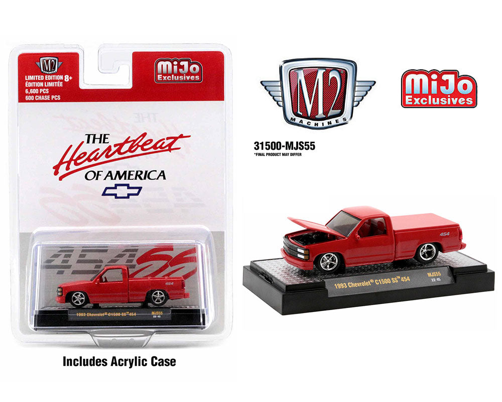M2 Machines 1:64 1993 Chevrolet C1500 454SS Red with Bed Cover – MiJo Exclusive