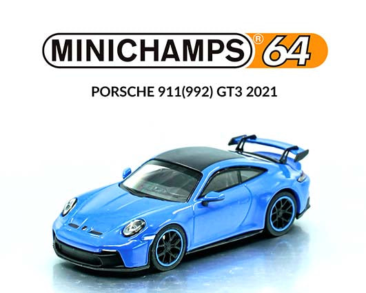 MiniChamps X Tarmac Works 1:64 2021 Porsche 911 GT3 (992) Shark Blue