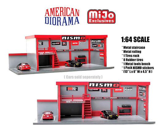 American Diorama 1:64 MiJo Exclusive Garage Diorama with Advan Yokohama Stickers Included