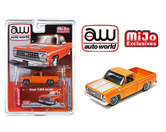 Auto World 1:64 MiJo Exclusive 1980 Chevrolet Silverado Squarebody Custom Orange