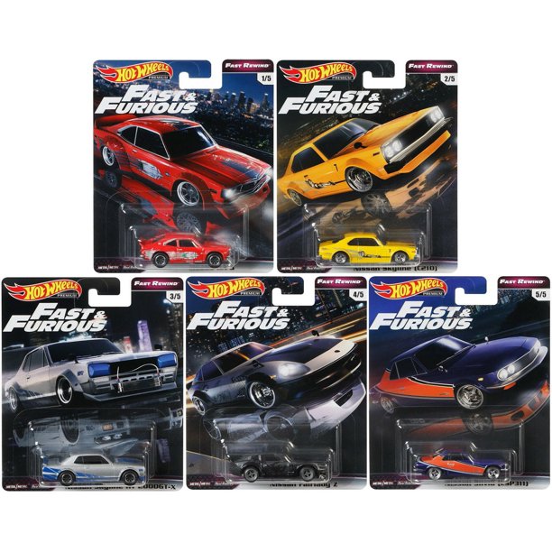 Hot Wheels 2019 Premium Fast & Furious Fast Rewind Set of 5