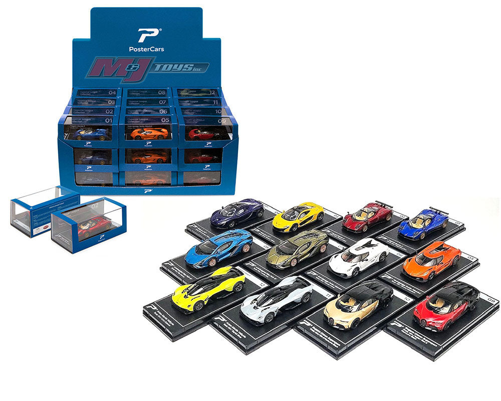 PosterCars 1:64 Hypercar League Collection Assortment H01 Set Of 12 Cars - Wave A