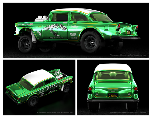 Hot Wheels 2021 Red Line Club RLC Chevrolet '55 Chevy Bel Air Gasser "Triassic Five" Spectraflame Green New On Card