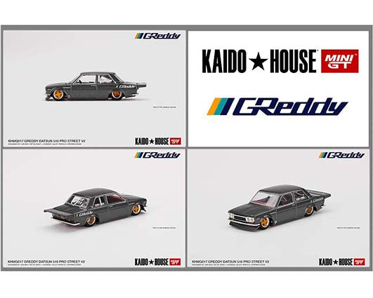 MiniGT x Kaido House 1:64 Datsun 510 Pro Street GREDDY Gunmetal Grey