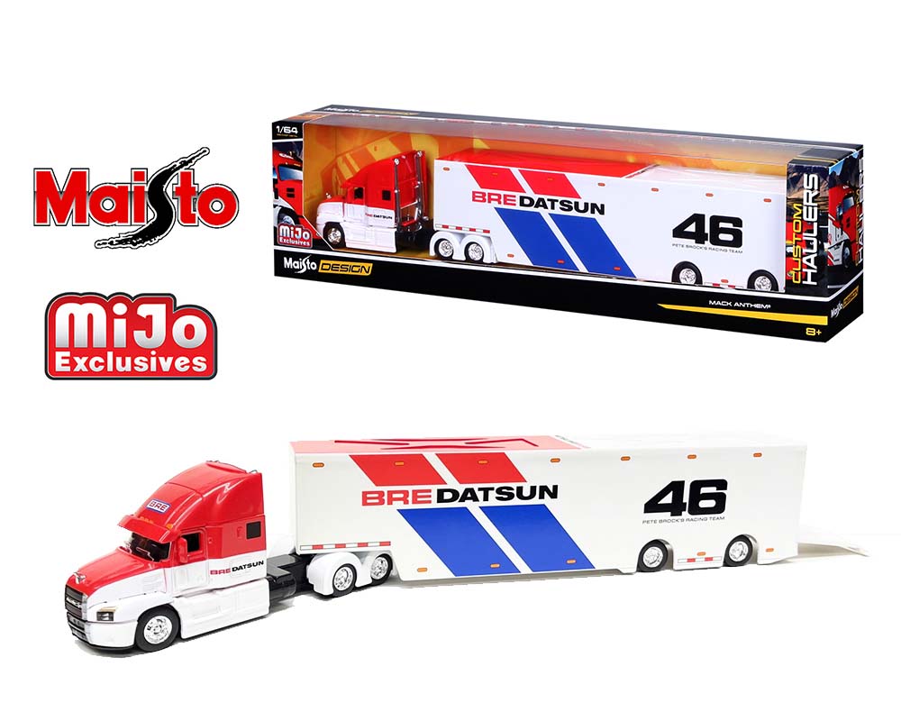 Maisto 1:64 MiJo Exclusive Design Custom Haulers – Mack Anthem Enclosed Transporter BRE #46 (White)