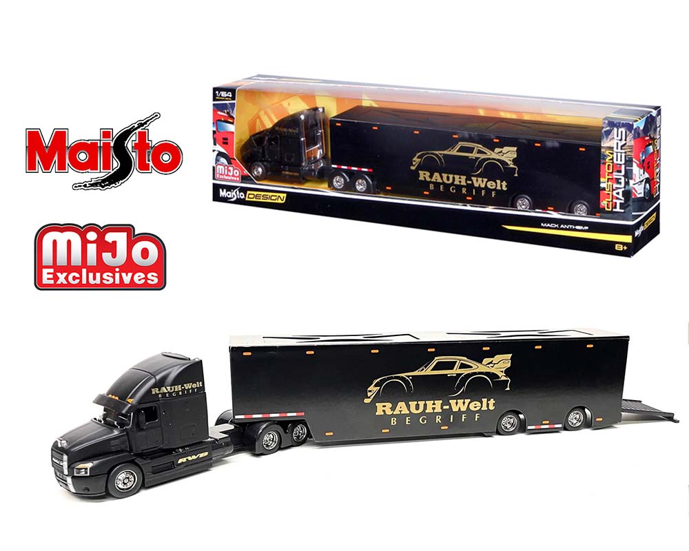 Maisto 1:64 Mack Anthem Enclosed Transporter Rauh-Welt Begriff RWB - Black