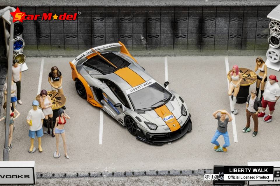 Star Model 1:64 Lamborghini Aventador LBWK LP700-4 GT EVO Gulf Raw With Figure