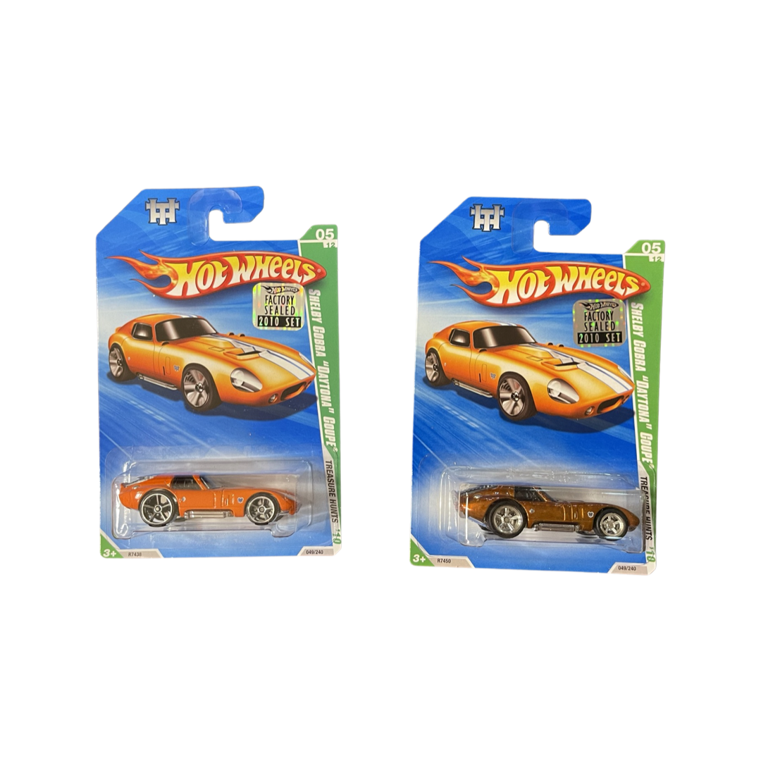 Hot Wheels 2010 Treasure Hunt & Super Treasure Hunt 05/12 Shelby Cobra “Daytona” Coupe Pair Factory Sealed