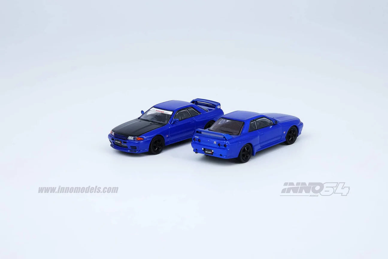 Inno64 1:64 Nissan Skyline GT-R R32 Blue With Extra Wheels & Decal