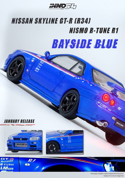 Inno64 1:64 Nissan Skyline GT-R R34 Nismo R-Tune Blue