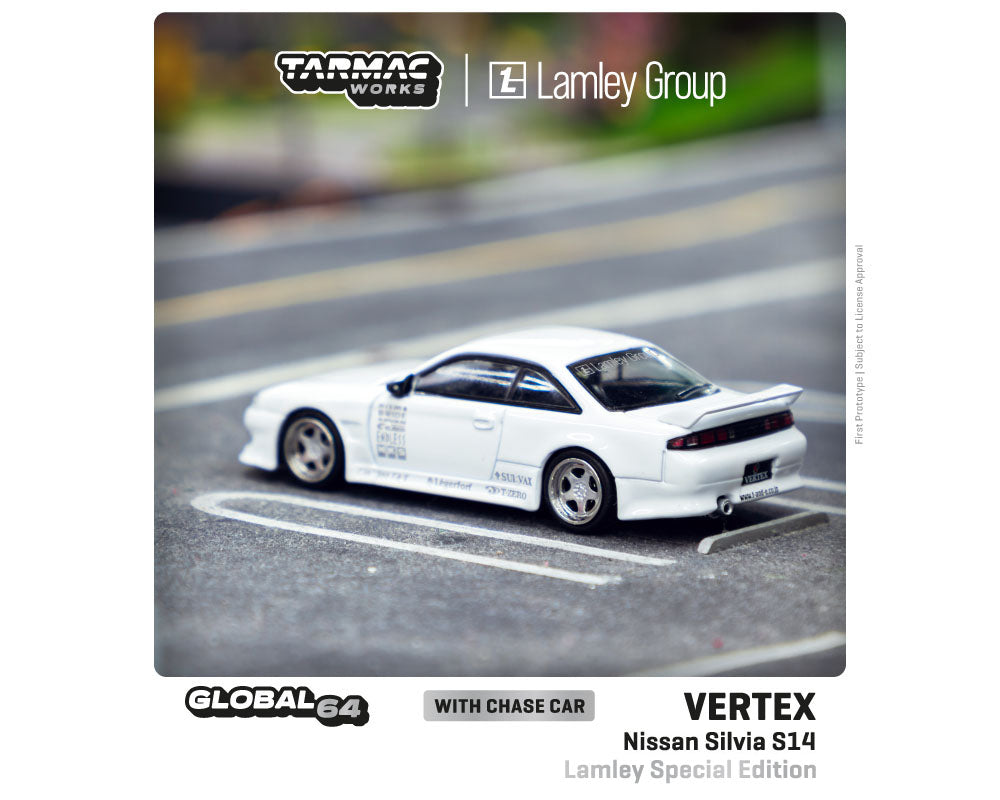 Tarmac Works 1:64 Vertex Nissan Silvia S14 Lamley Special Edition White – Global64