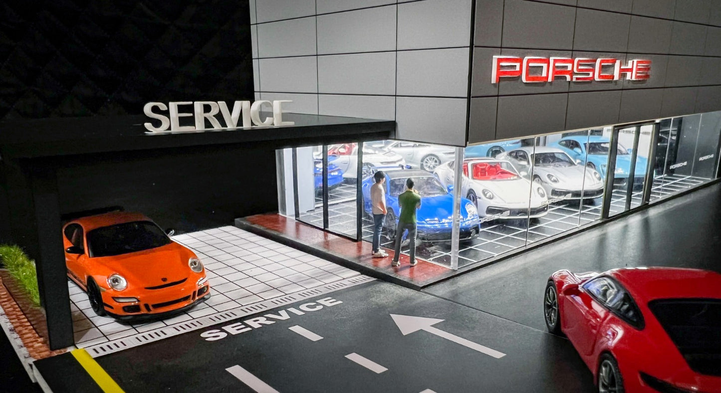 G-Fans 1:64 Diorama US Exclusive Porsche Dealership with Service Center