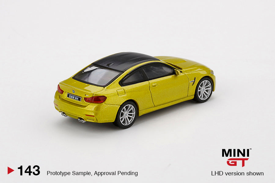 MiniGT 1:64 LB Works BMW M4 (F82) Austin Yellow Metallic MiJo Exclusive #143