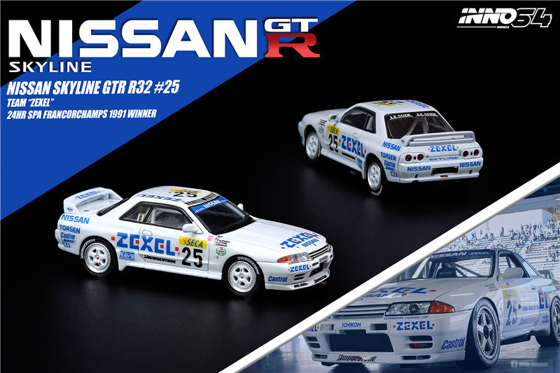 Inno64 1:64 Nissan Skyline GTR R32 Team Zexel #25 24hr Spa Francorchamps 1991 Winner