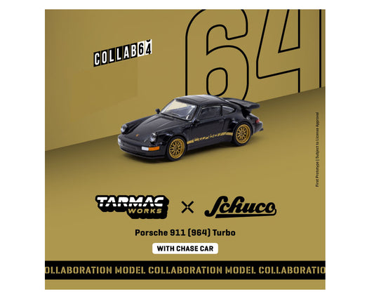 Tarmac Works X Schuco 1:64 Porsche 911 (964) Turbo Black