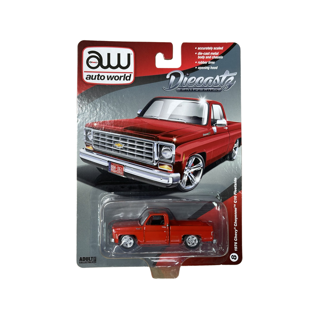 Auto World DieCastZ Exclusive #8 1/64 1976 Chevrolet Cheyenne C10 Fleetside Red