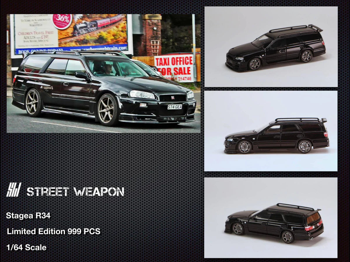 Street Weapon 1:64 Nissan Stagea (R34) GT-R Wagon Black