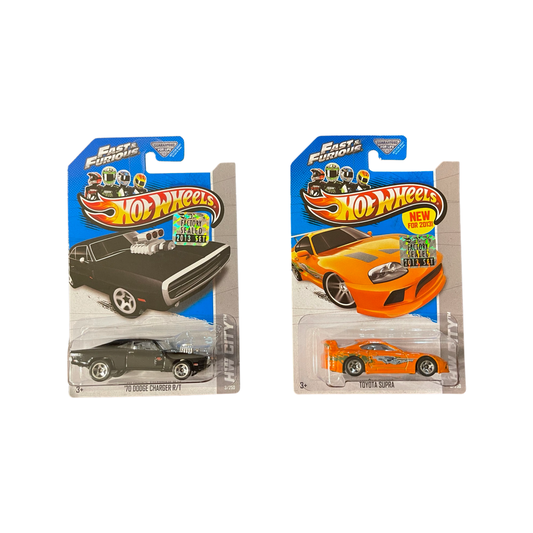 Hot Wheels 2013 Mainline Fast & Furious Toyota Supra And ‘70 Dodge Charger RT Pair Factory Sealed