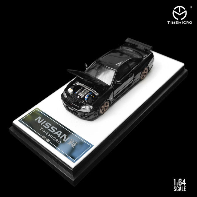 Time Micro 1:64 Nissan GTR R34 Z-Tune With Opening Hood & Figure *3 Colors*