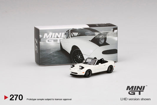 MiniGT Mazda Miata MX-5 (NA) Tuned Version Classic White Fred's Garage Special #270
