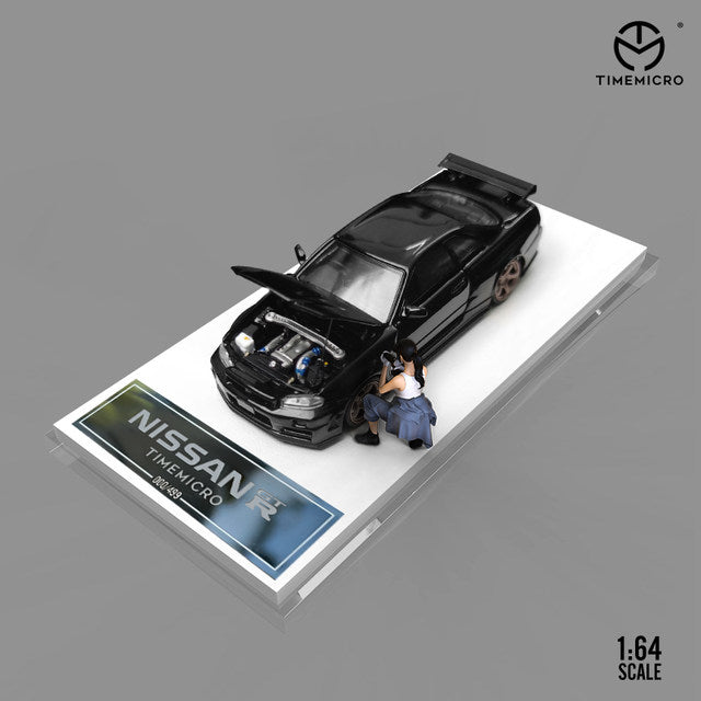 Time Micro 1:64 Nissan GTR R34 Z-Tune With Opening Hood & Figure *3 Colors*