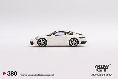 MiniGT 1:64 Porsche 911 (992) Carrera S White MiJo Exclusive #380