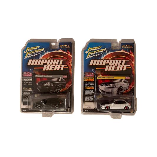 Johnny Lightning 1:64 Import Heat 2000 Honda Civic Black & White Pair MiJo Exclusive