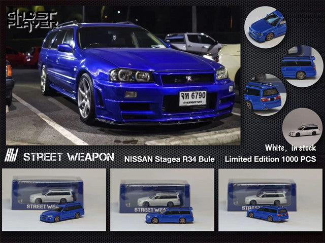 Street Weapon 1:64 Nissan Stagea (R34) GT-R Wagon Bayside Blue