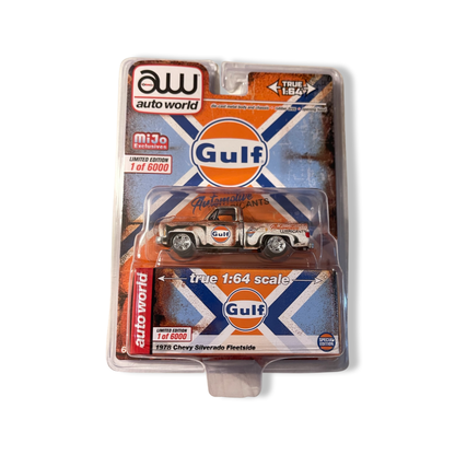 Auto World MiJo Exclusive 1:64 1978 Chevrolet Silverado GULF (Patina Rust) Regular & Chase Pair