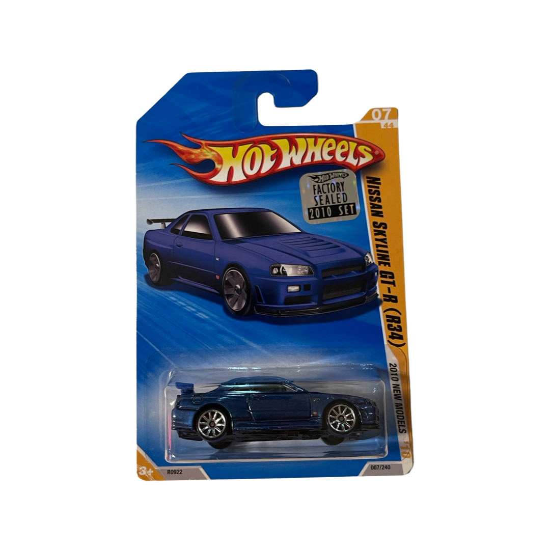 Hot Wheels 2010 Mainline Nissan Skyline GT-R R34 Blue Factory Sealed