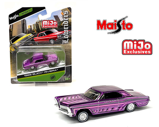 Maisto 1:64 Mijo Exclusive 1965 Buick Riviera PURPLE Lowrider With Adjustable Axle