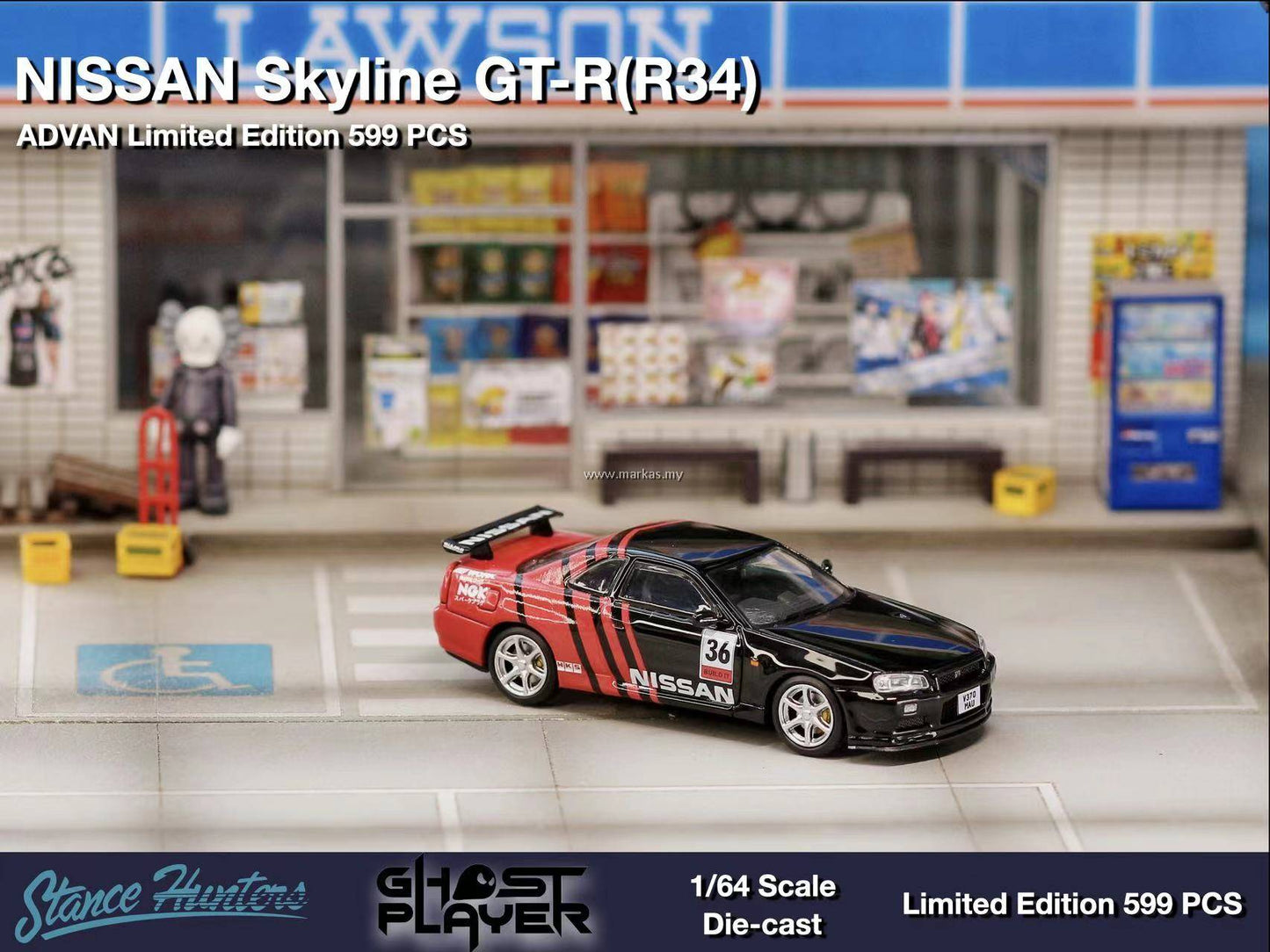 Stance Hunters X Ghost Player 1:64 Nissan Skyline GT-R R34 V-Spec II Advan