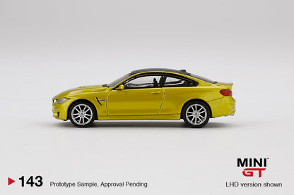 MiniGT 1:64 LB Works BMW M4 (F82) Austin Yellow Metallic MiJo Exclusive #143