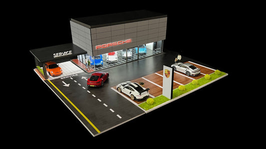 G-Fans 1:64 Diorama US Exclusive Porsche Dealership with Service Center