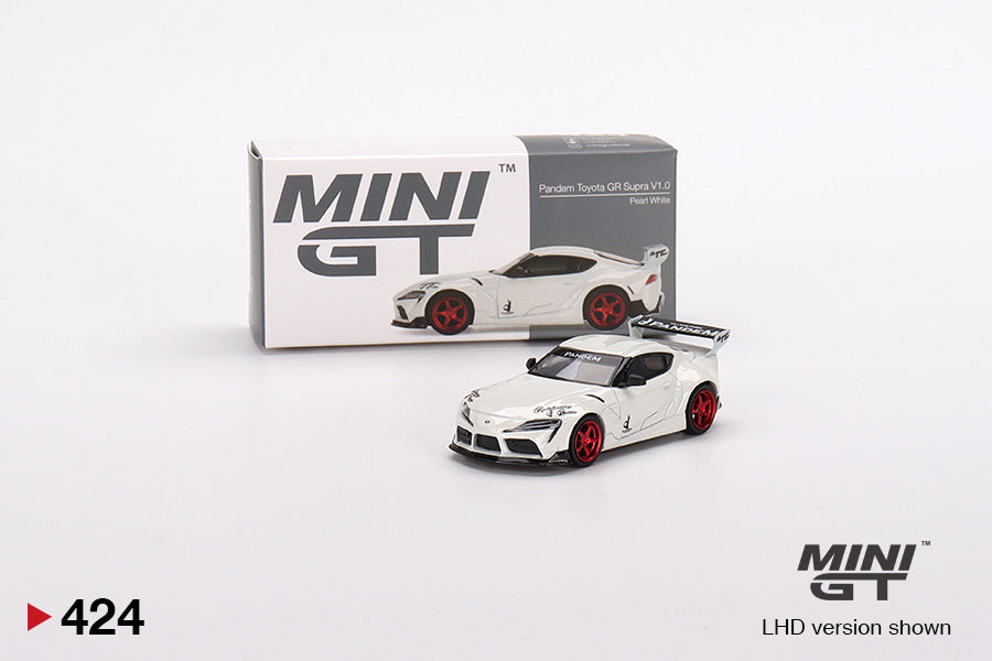 MiniGT 1:64 Pandem Toyota GR Supra V1.0 Pearl White - MiJo Exclusive #424