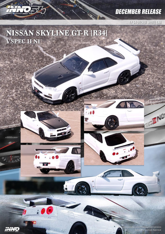 Inno64 1:64 Nissan Skyline GT-R (R34) V-Spec II N1 White
