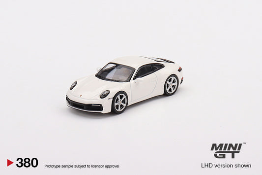 MiniGT 1:64 Porsche 911 (992) Carrera S White MiJo Exclusive #380