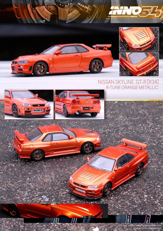 Inno64 1:64 Nissan Skyline GT-R R34 R-Tune Orange Metallic