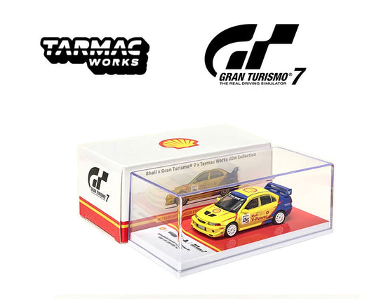 Tarmac Works 1:64 Mitsubishi Lancer Evolution VI GSR T.M. EDITION 1999 – Shell – Gran Turismo 7 – JDM Collection