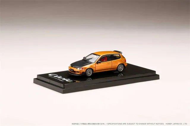 Hobby Japan 1:64 Honda Civic EG6 SiR II /JDM Style Mesh Wheels Orange Metallic