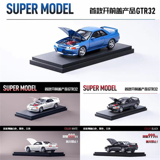 Super Model 1:64 Nissan GT-R R32 With Opening Hood