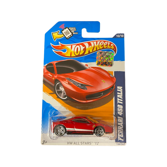 Hot Wheels 2012 Mainline Ferrari 458 Italia Red Factory Sealed