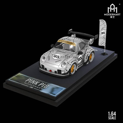 Modern Art 1:64 Porsche RWB 993 Q Car Silver Pig