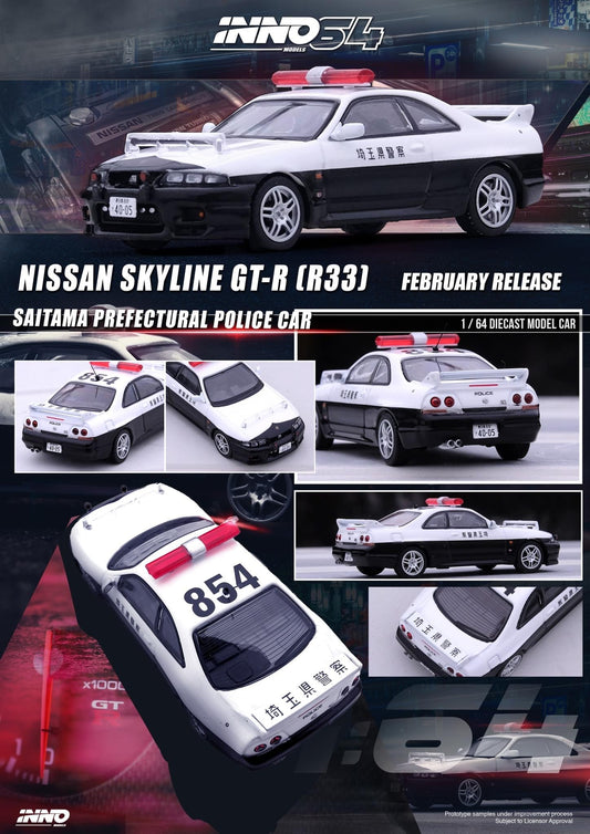 Inno64 1:64 Nissan Skyline GT-R R33 Saitama Prefectural Japan Police Car