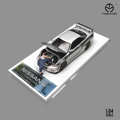 Time Micro 1:64 Nissan GTR R34 Z-Tune With Opening Hood & Figure *3 Colors*