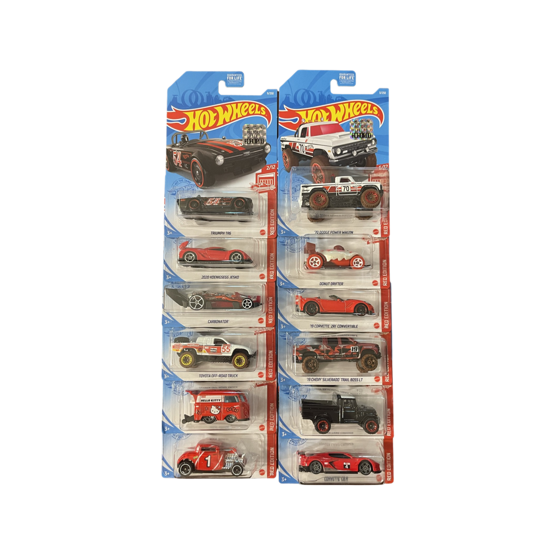 Hot Wheels 2021 Mainline Red Edition Complete Set Of 12 Factory Sealed