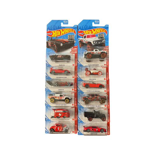 Hot Wheels 2021 Mainline Red Edition Complete Set Of 12 Factory Sealed